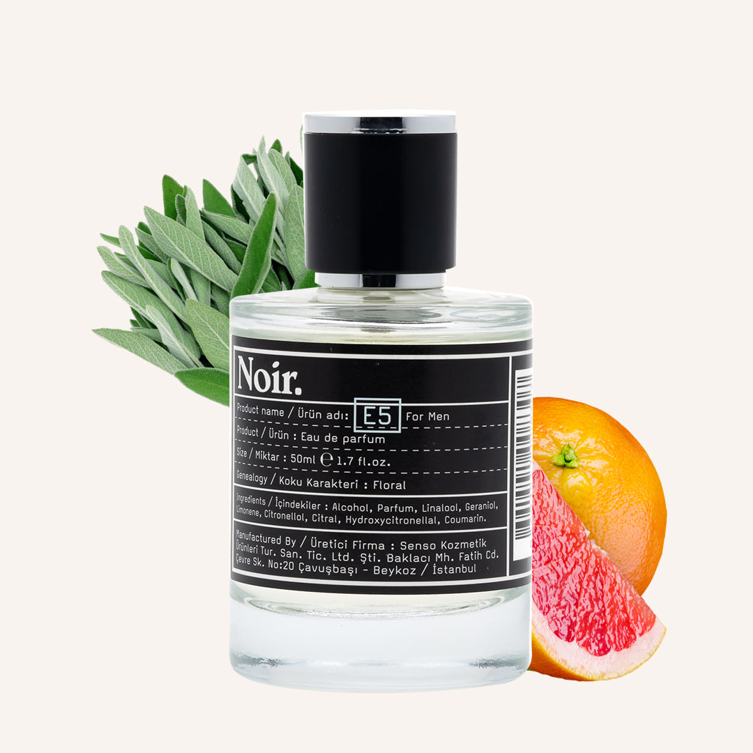 E5 |  Spices, Petitgrain, Lavender, Green Notes, Grapefruit, Bergamot